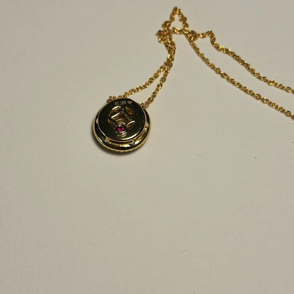 Roberto Coin Siena 18K Gold Small Dot Pave Diamond Pendant Necklace - Picture 4 of 6